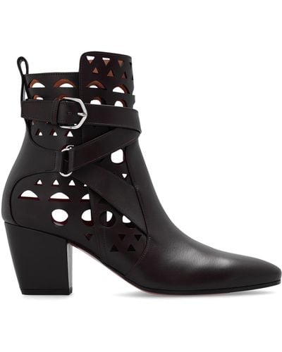 Alaïa Heeled Openwork Boots - Black