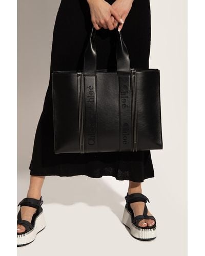 Chloé ‘Woody Large’ Shopper Bag - Black