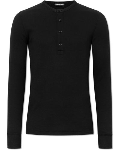 Tom Ford T-shirt With Long Sleeves, - Black