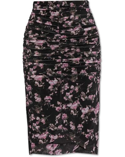 Ganni Floral Motif Skirt, - Black