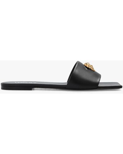Versace Leather Slides - White