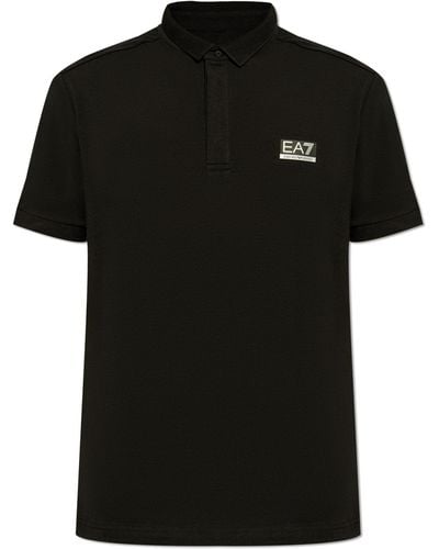 EA7 Polo With Logo, - Black