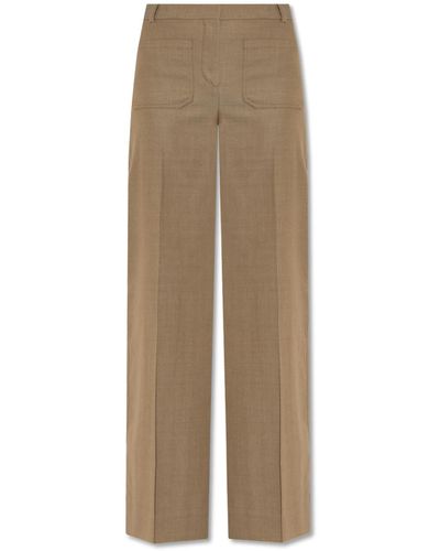 Victoria Beckham Creased Trousers, - Natural