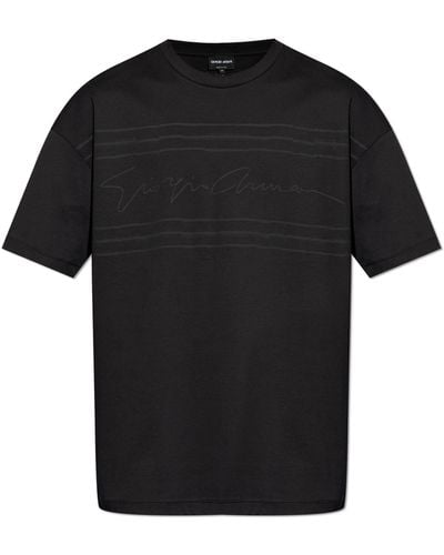 Giorgio Armani T-shirt With Logo, - Black