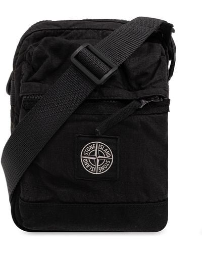 Stone Island Shoulder Bag With Logo, - Black