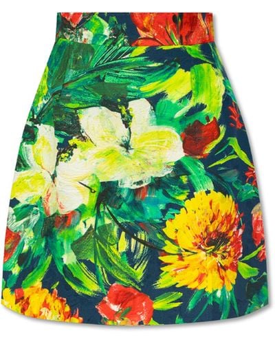 Dolce & Gabbana Skirt With Floral Motif, - Green