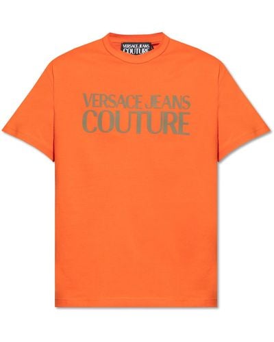 Versace T-shirt With Logo - Orange