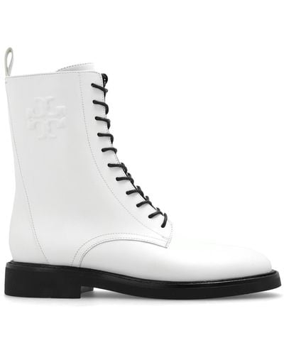 Tory Burch ‘Double T’ Combat Boots - White