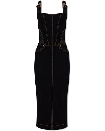 Versace Jeans Couture Denim Slip Dress, - Black