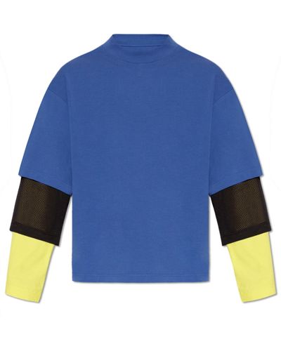 Khrisjoy Sweatshirt With Perforated Inserts, - Blue