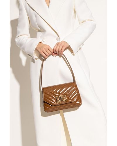 Dolce & Gabbana Shoulder Bag With Logo - Brown