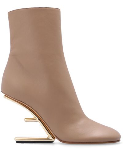 Fendi ' First' Heeled Ankle Boots - Natural