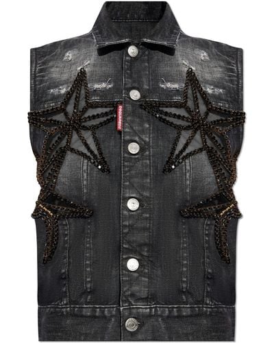 DSquared² Vest With Appliqués - Black