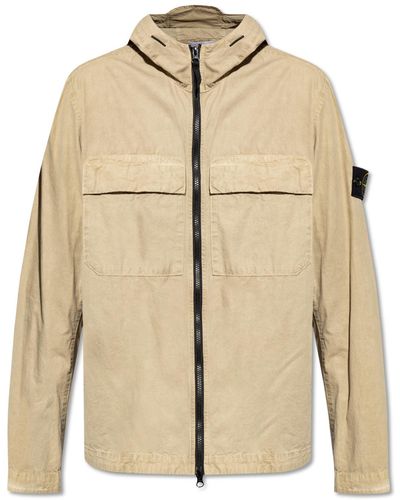 Stone Island Hooded Jacket, - Natural