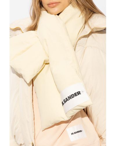 Jil Sander + Down Scarf With Logo, - White