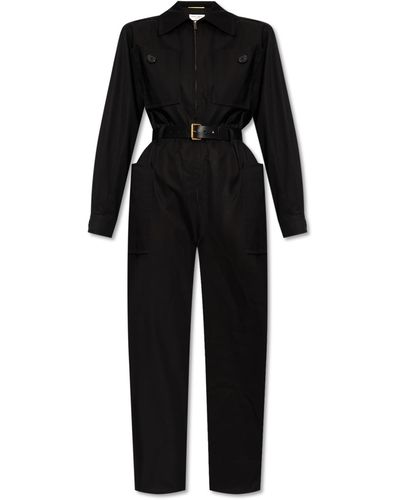 Saint Laurent Cotton Jumpsuit, - Black