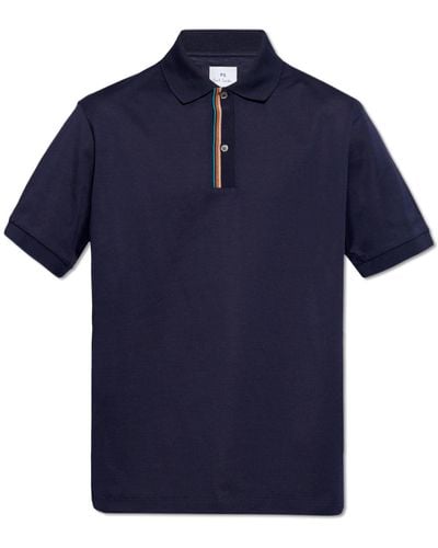 Paul Smith Polo Shirt With Logo, - Blue