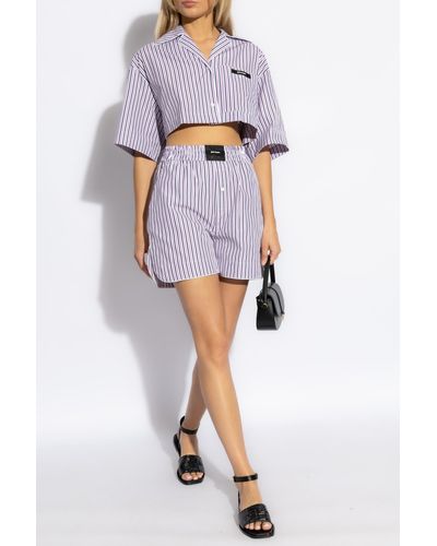Palm Angels Striped Pattern Shorts - Purple