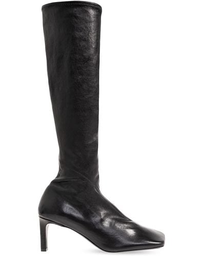 Jil Sander Heeled Boots In Leather, - Black