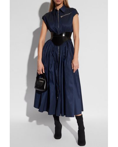 Alexander McQueen Short-sleeve Midi Dress - Blue