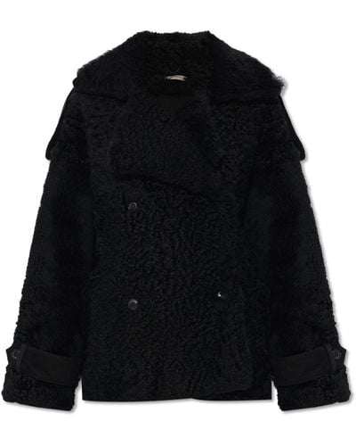 The Mannei ‘Jordan’ Cropped Shearling Jacket - Black
