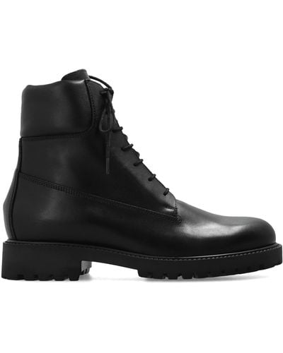 Totême Leather Combat Boots - Black