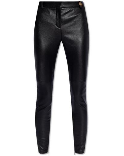 Versace Leather Trousers, - Black