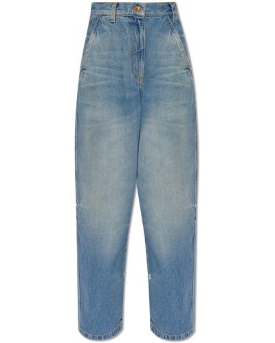 Palm Angels Jeans With Logo, - Blue