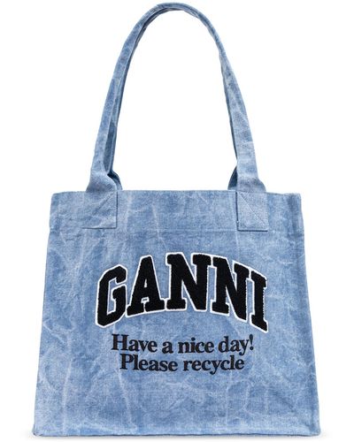 Ganni Shopper Bag, - Blue
