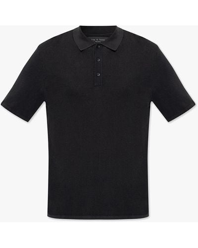 Rag & Bone Ribbed Polo Shirt - Black