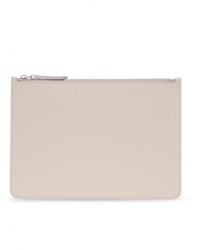 Maison Margiela Leather Pouch With Logo - Natural
