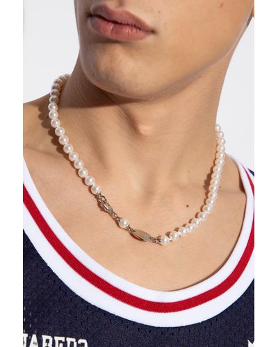 DSquared² Pearl Necklace, - White
