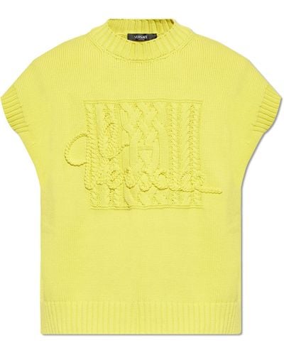 Versace Vest With Logo, - Yellow