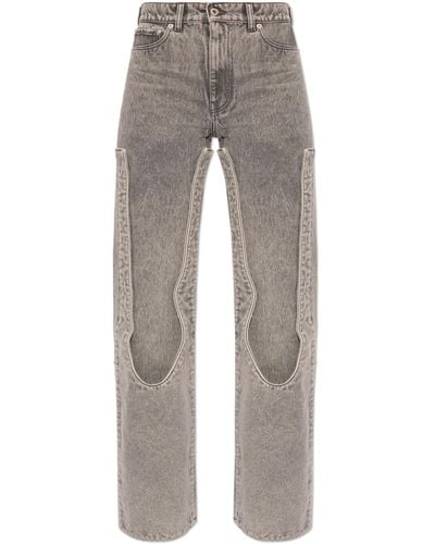 Y. Project Jeans With Detachable Leg Panel, - Grey