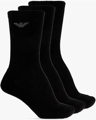 Emporio Armani Branded Socks 3-pack - Black