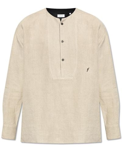 Ferragamo Linen Shirt, - Natural