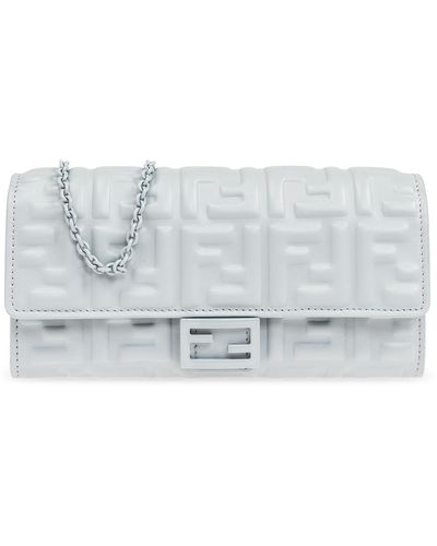 Fendi 'baguette' Wallet With Chain - White