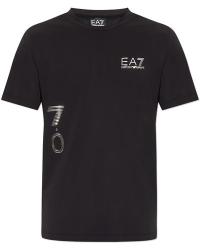 EA7 T-shirt With Metallic Details, - Black