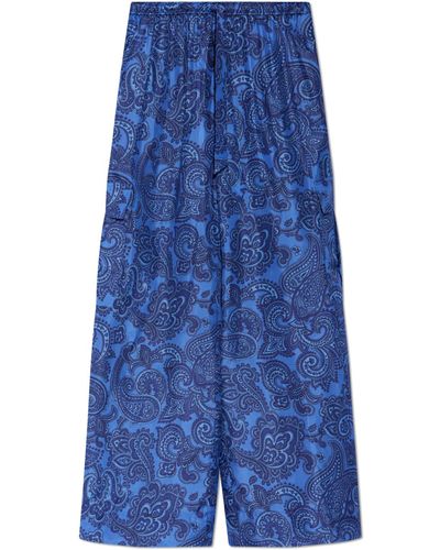 Zimmermann Silk Cargo Trousers, - Blue
