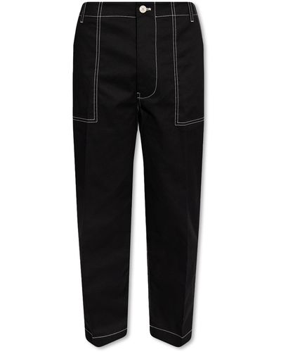 Moncler Trousers With Stitching Details - Black