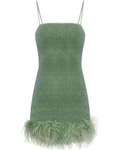 Oséree Ostrich Feather Dress, - Green