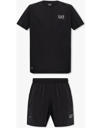 EA7 Training T-shirt And Shorts Set, - Black