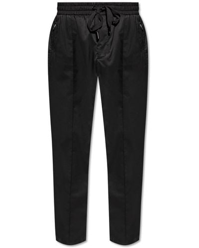 Dolce & Gabbana Trousers With Stitching On The Legs, - Black