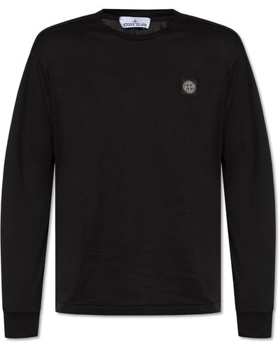 Stone Island T-shirt With Long Sleeves, - Black