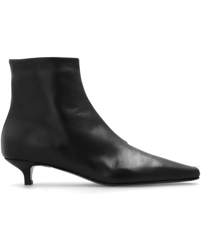 Totême Leather Heeled Ankle Boots - Black
