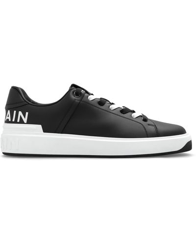 Balmain B Court Printed Leather Trainers - Black