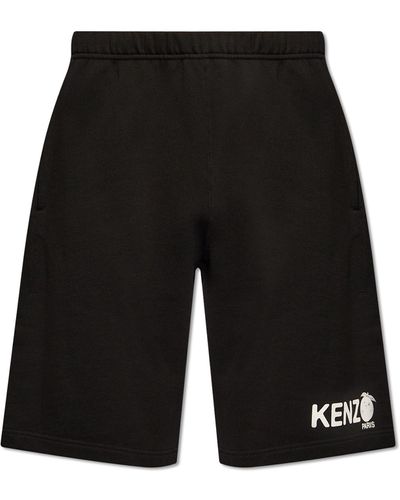 KENZO Cotton Shorts With Logo - Black