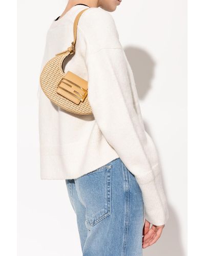 Fendi 'cookie Mini' Hobo Shoulder Bag - Natural