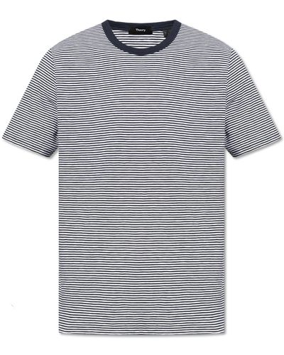 Theory Striped Pattern T-shirt, - Grey