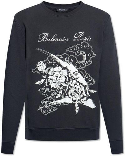 Balmain Printed Sweatshirt, - Black